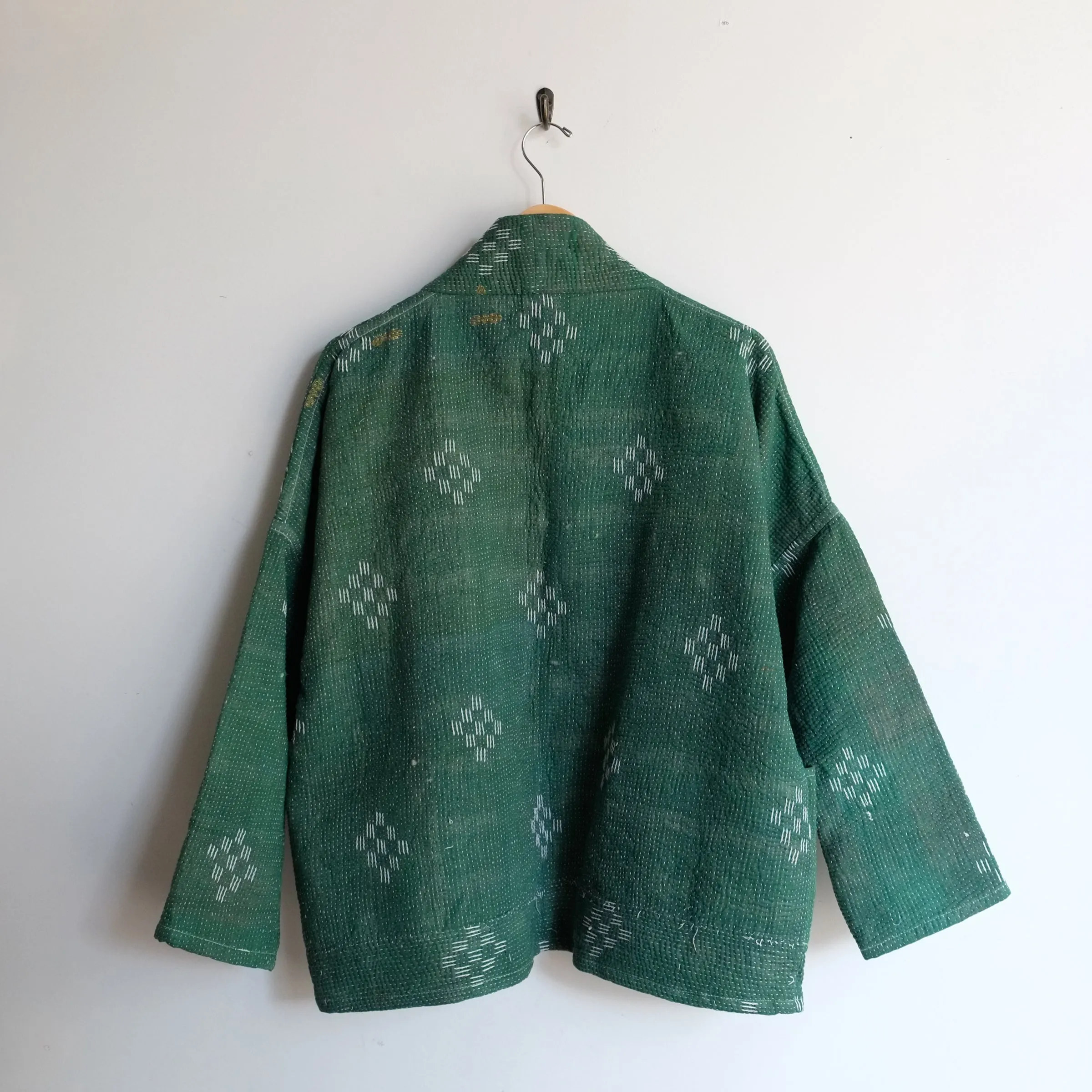 S Green with White Sticks Embroidery Anoushka Jacket LM138