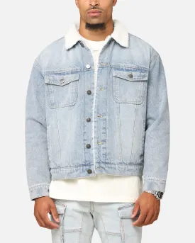 Saint Morta Sherpa Boxy Denim Jacket Superwash Blue