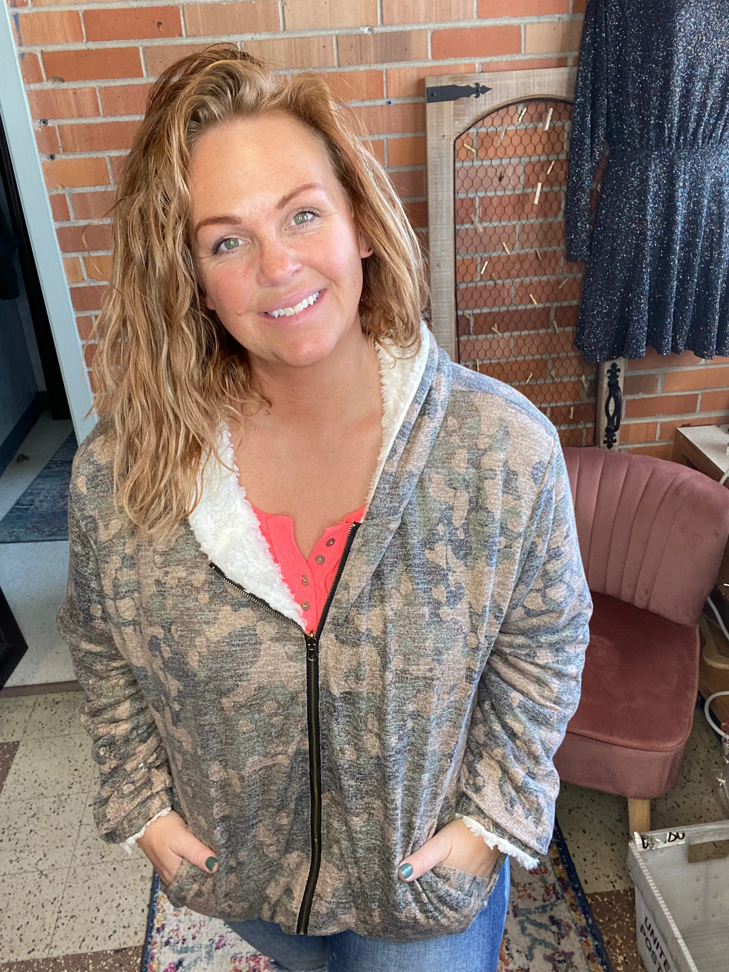 Search Me Camo Sherpa Reversable Jacket