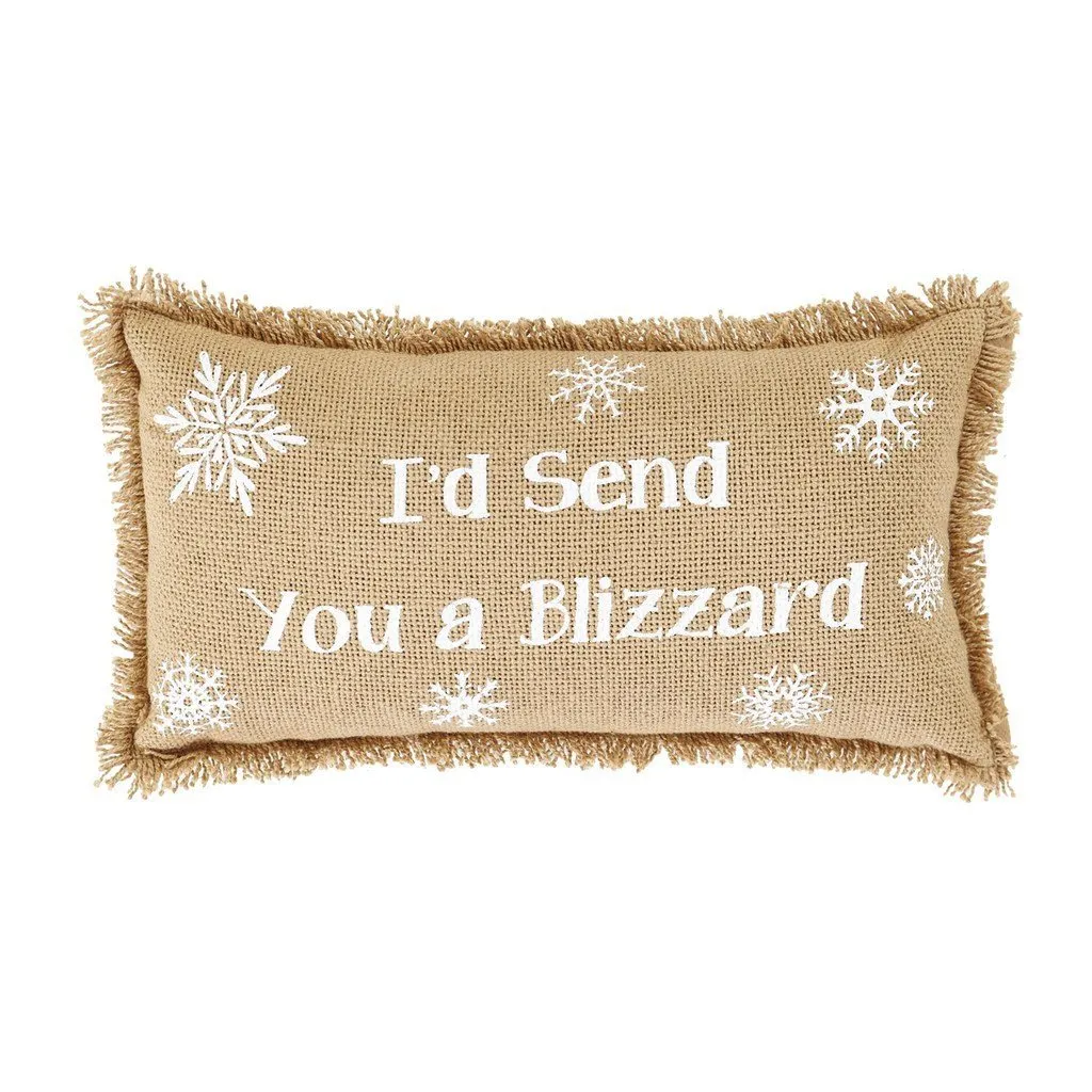 Snowflake Burlap Pillows 7x13" - Set of 2