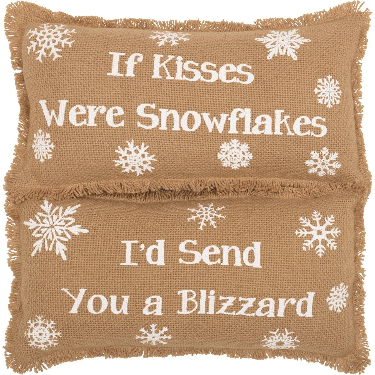 Snowflake Burlap Pillows 7x13" - Set of 2