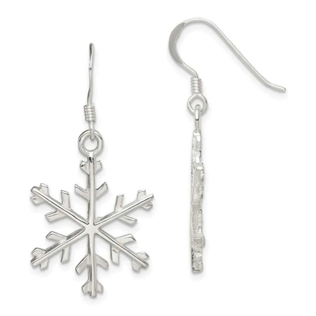 Snowflake Dangle Silver Earrings