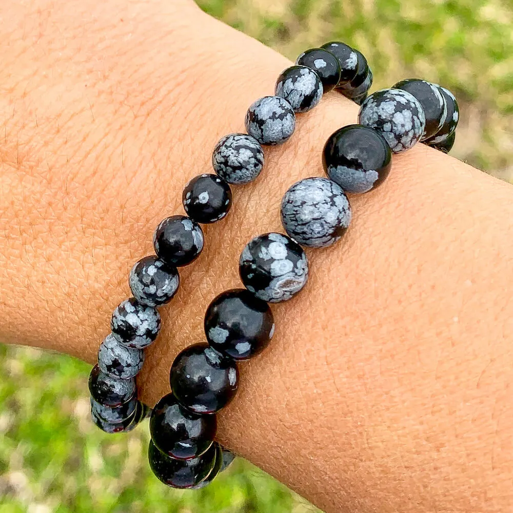 Snowflake Obsidian Beads Bracelet