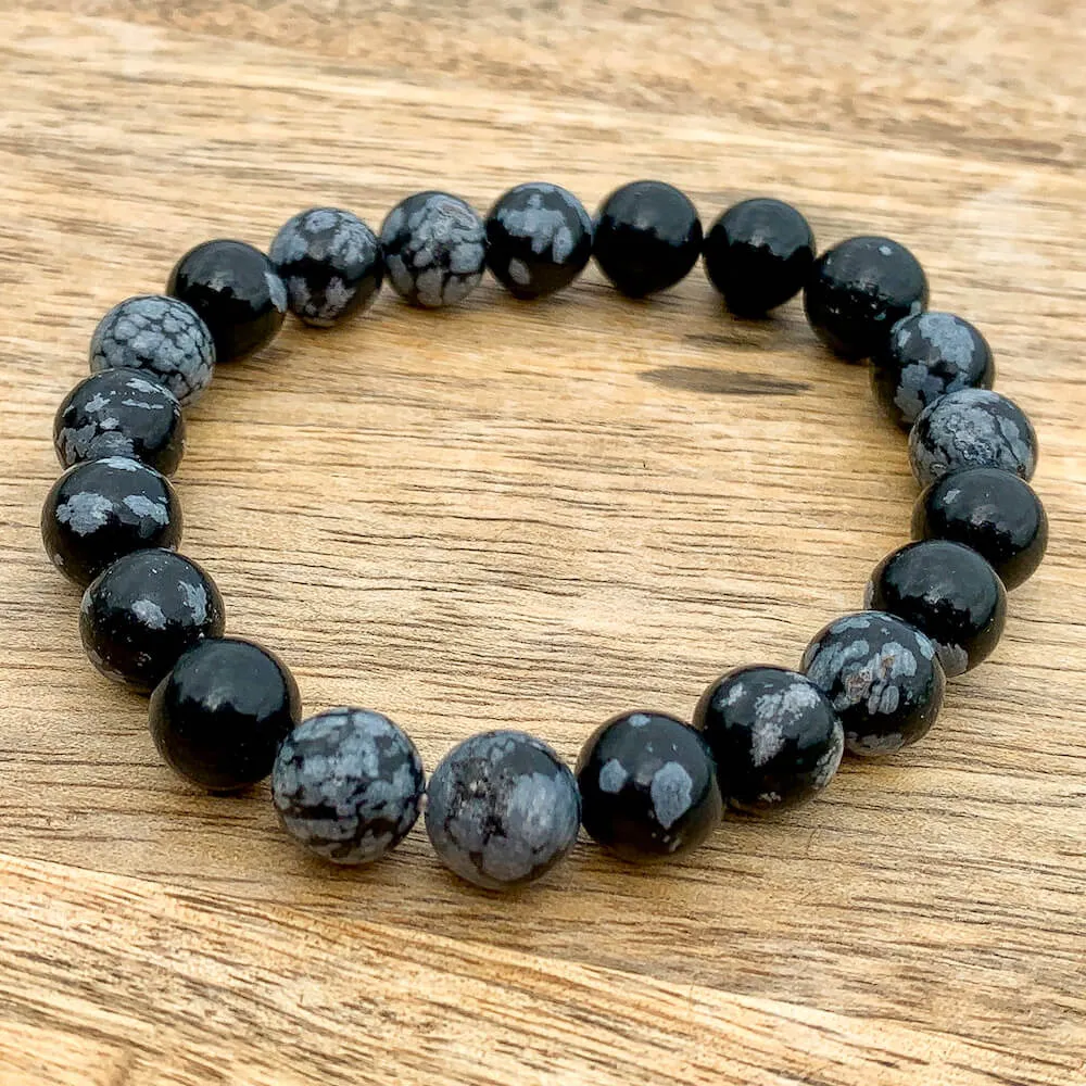 Snowflake Obsidian Beads Bracelet