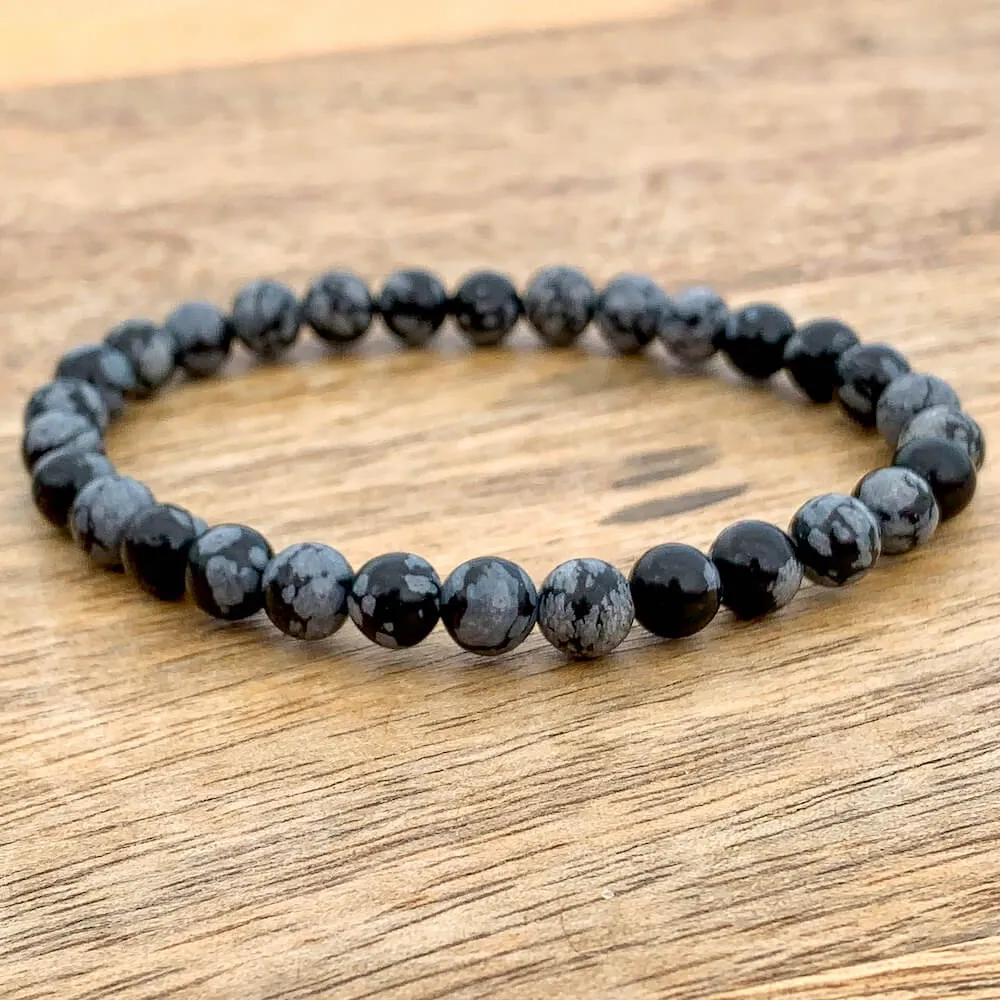 Snowflake Obsidian Beads Bracelet