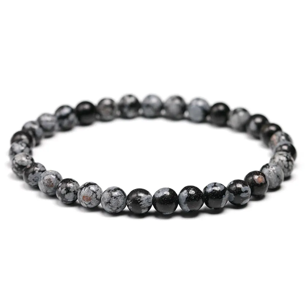 Snowflake Obsidian Beads Bracelet