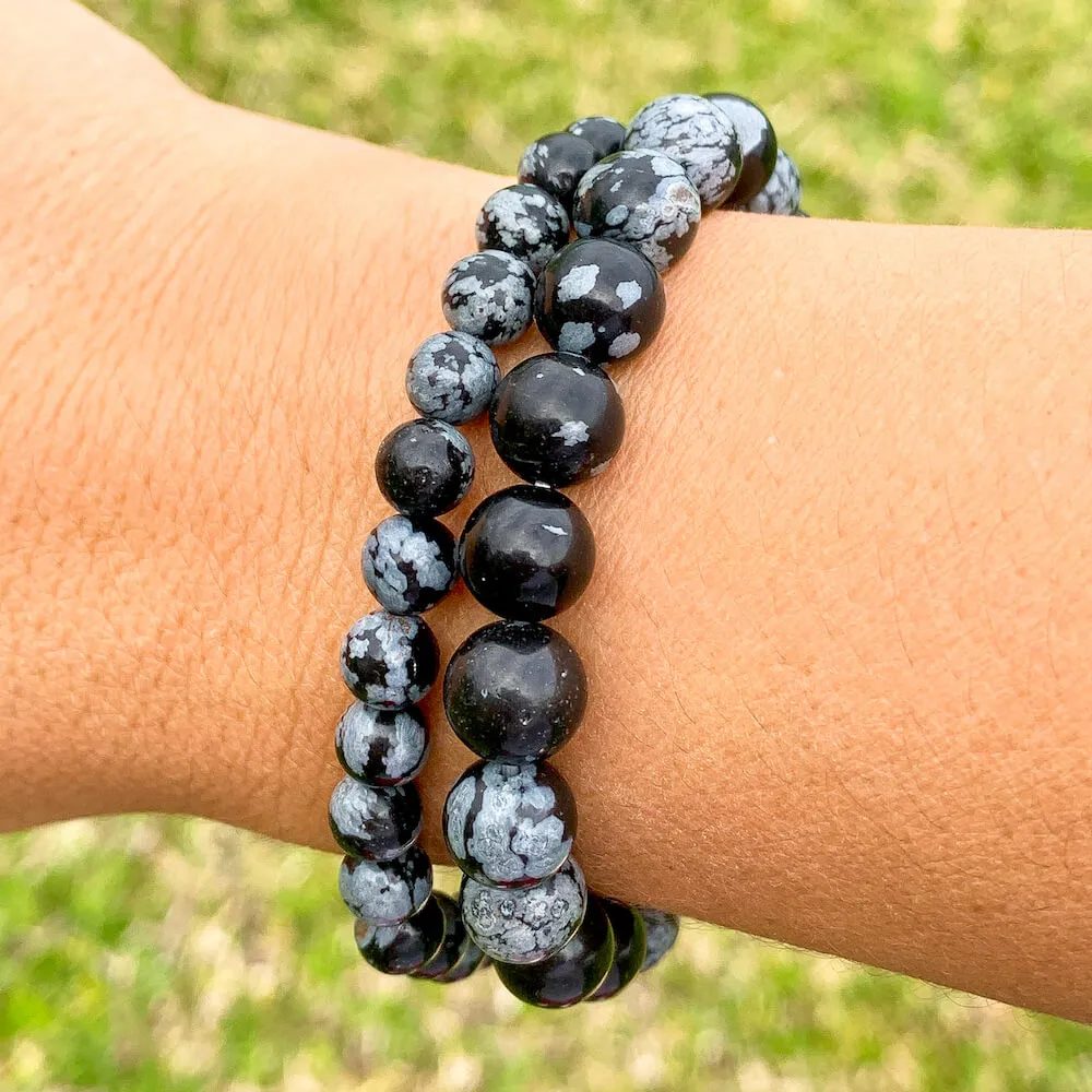 Snowflake Obsidian Beads Bracelet