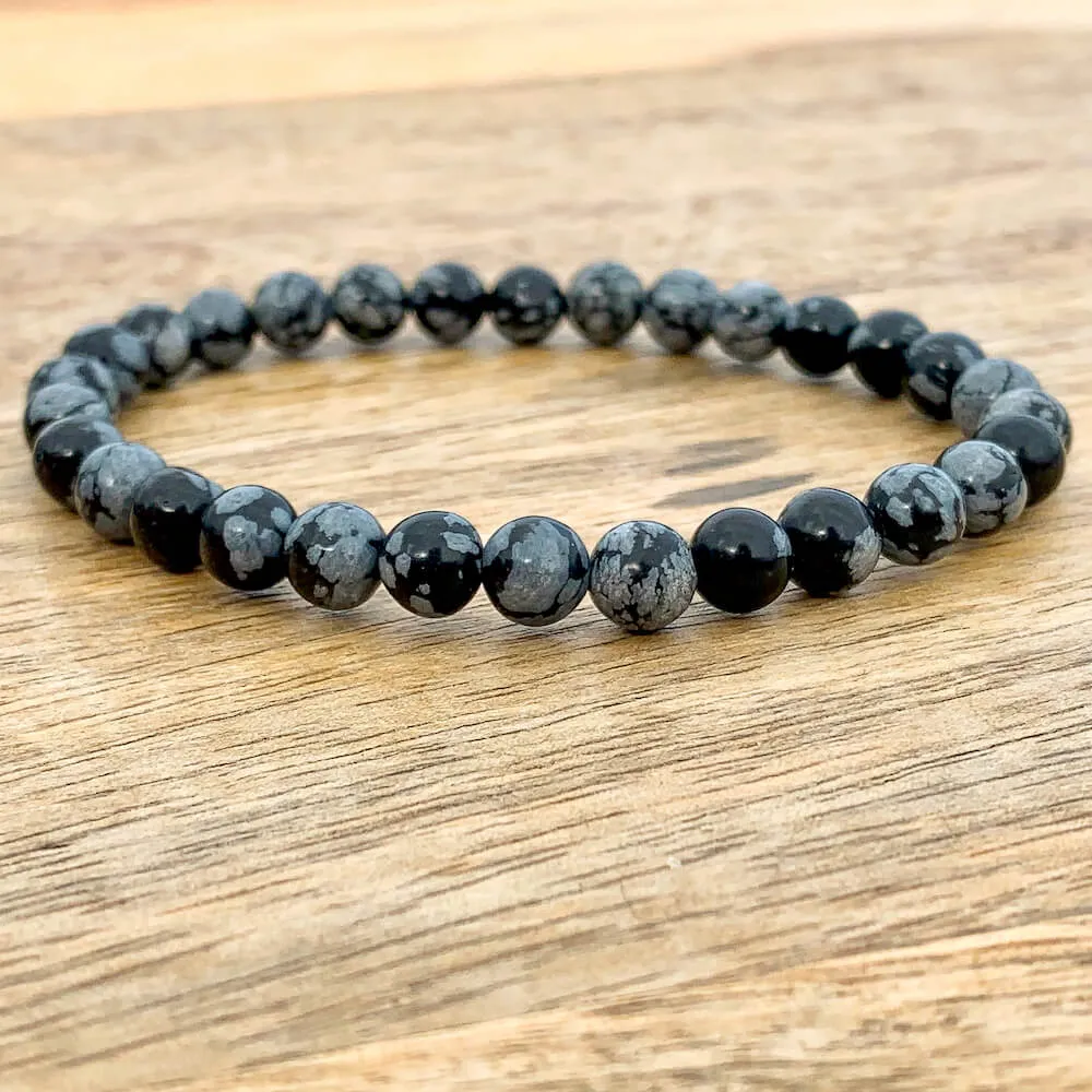 Snowflake Obsidian Beads Bracelet