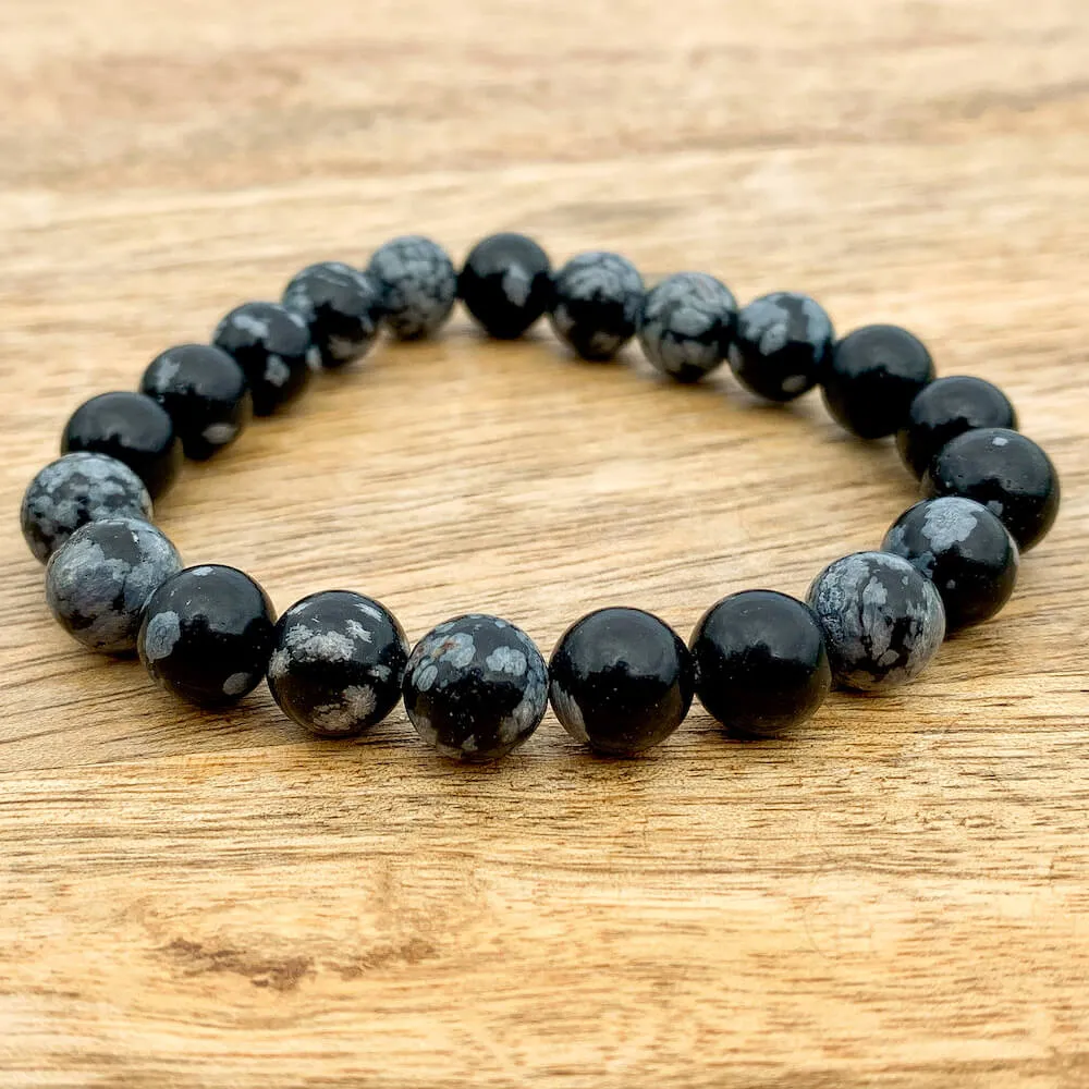 Snowflake Obsidian Beads Bracelet