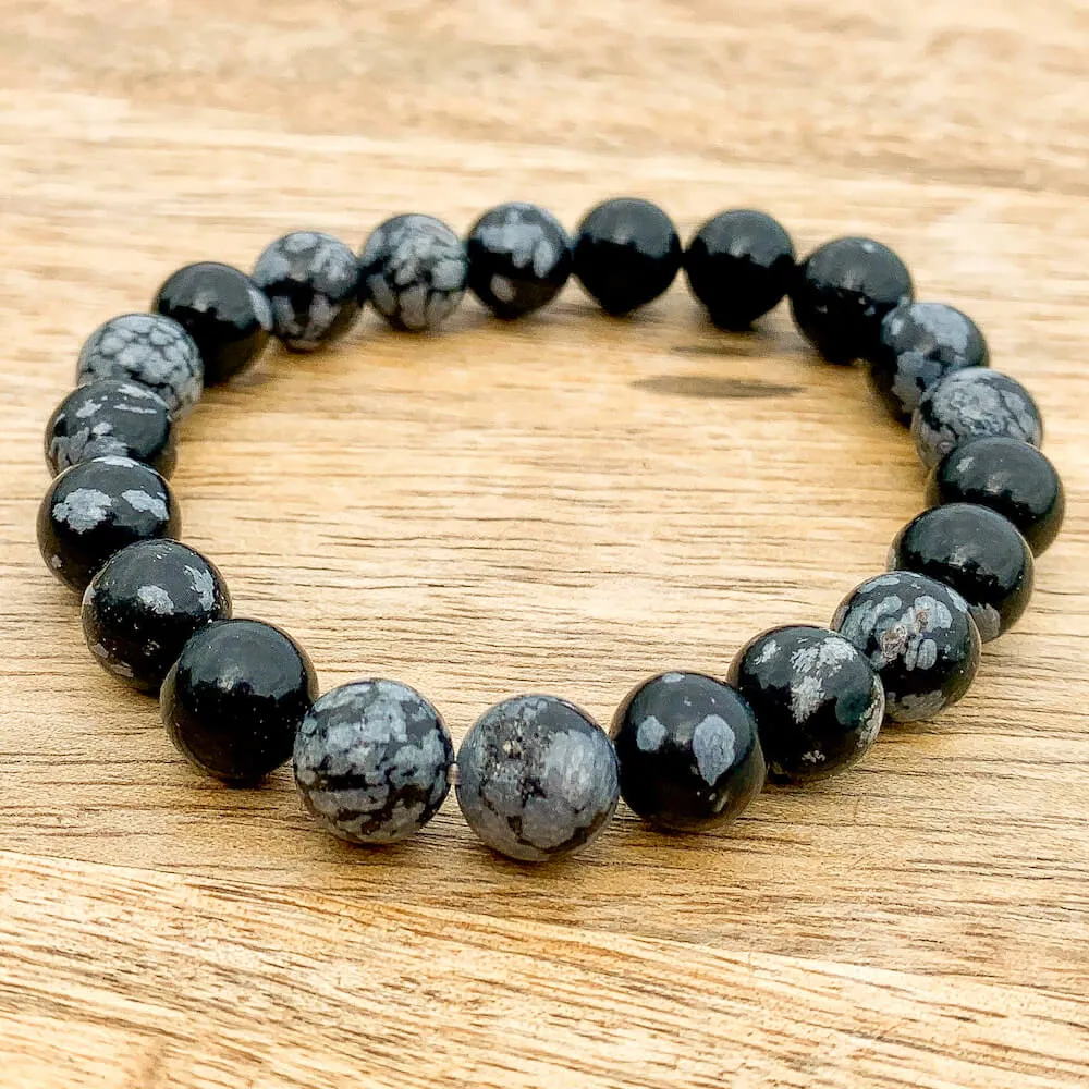 Snowflake Obsidian Beads Bracelet