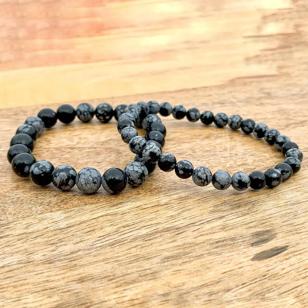 Snowflake Obsidian Beads Bracelet