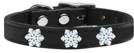 Snowflake Widget Genuine Leather Dog Collar Black 10