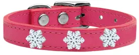 Snowflake Widget Genuine Leather Dog Collar Pink 20