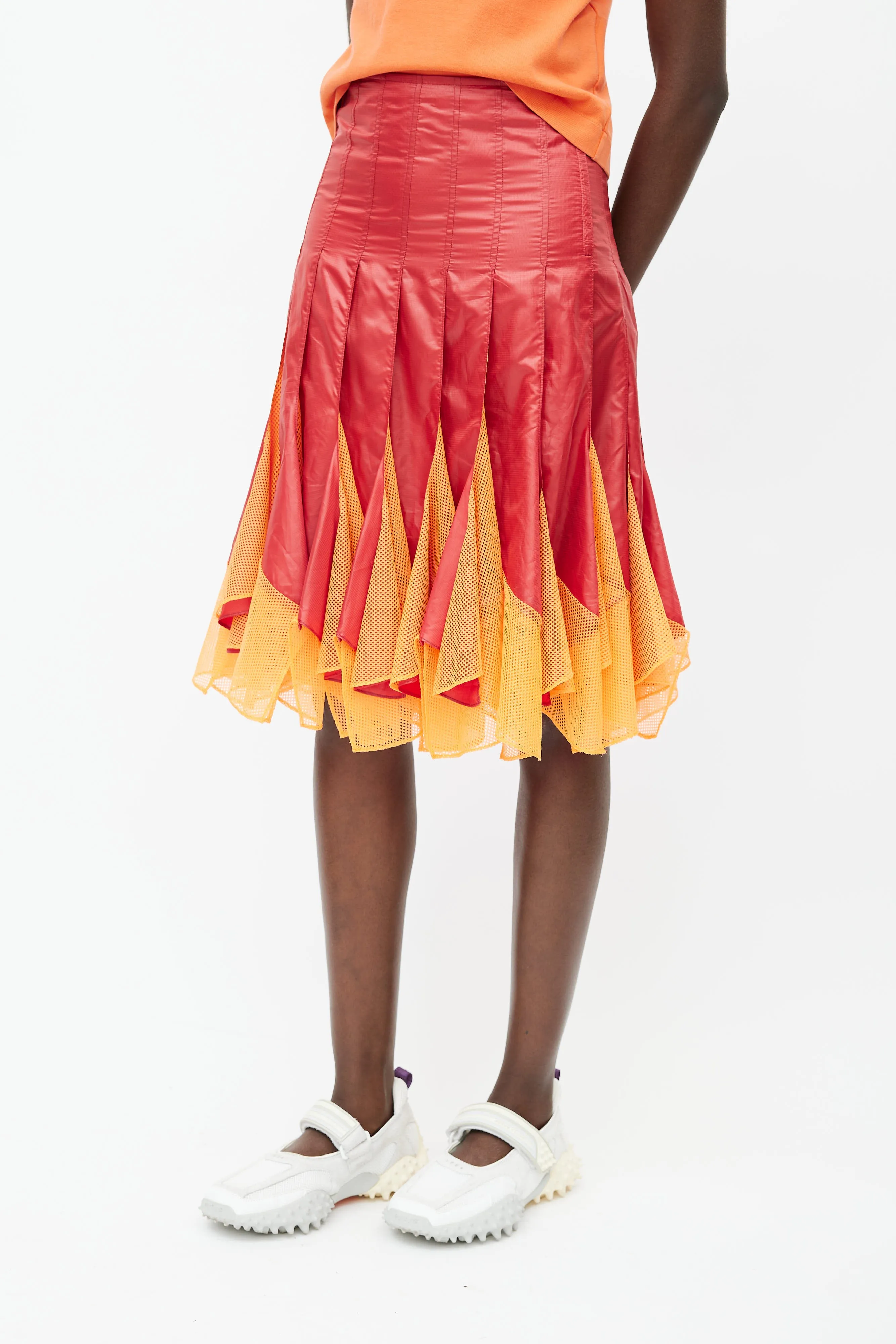 SS 2013 Red & Orange Panelled Skirt