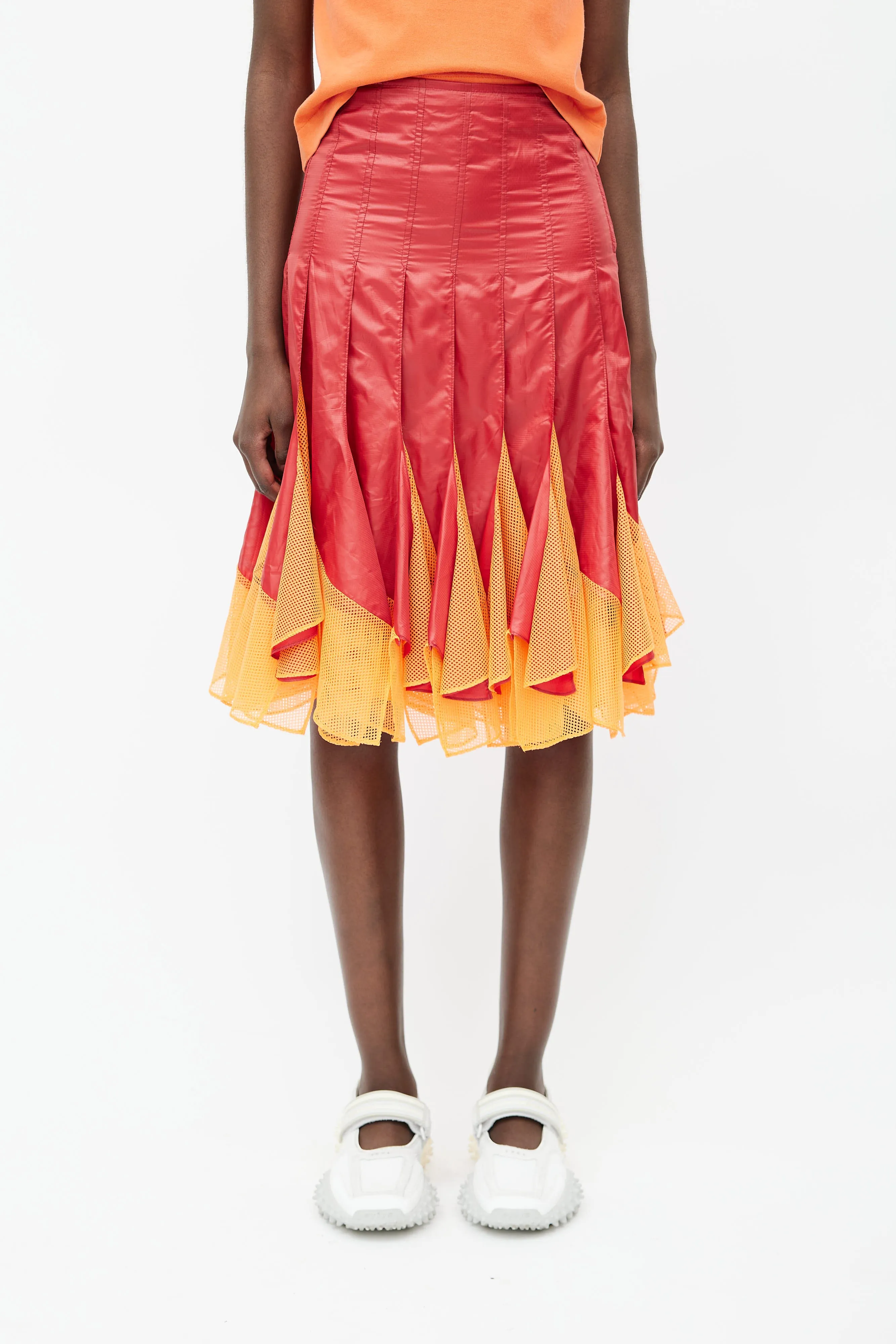 SS 2013 Red & Orange Panelled Skirt