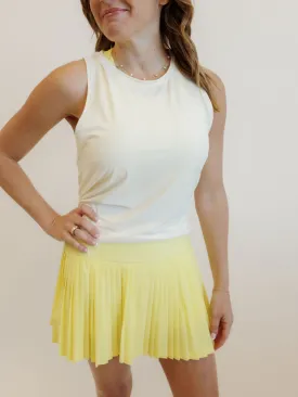 Sunbeam Yellow "Maddie" Full Pleat Active Skirt with Pockets in Shorts Liner