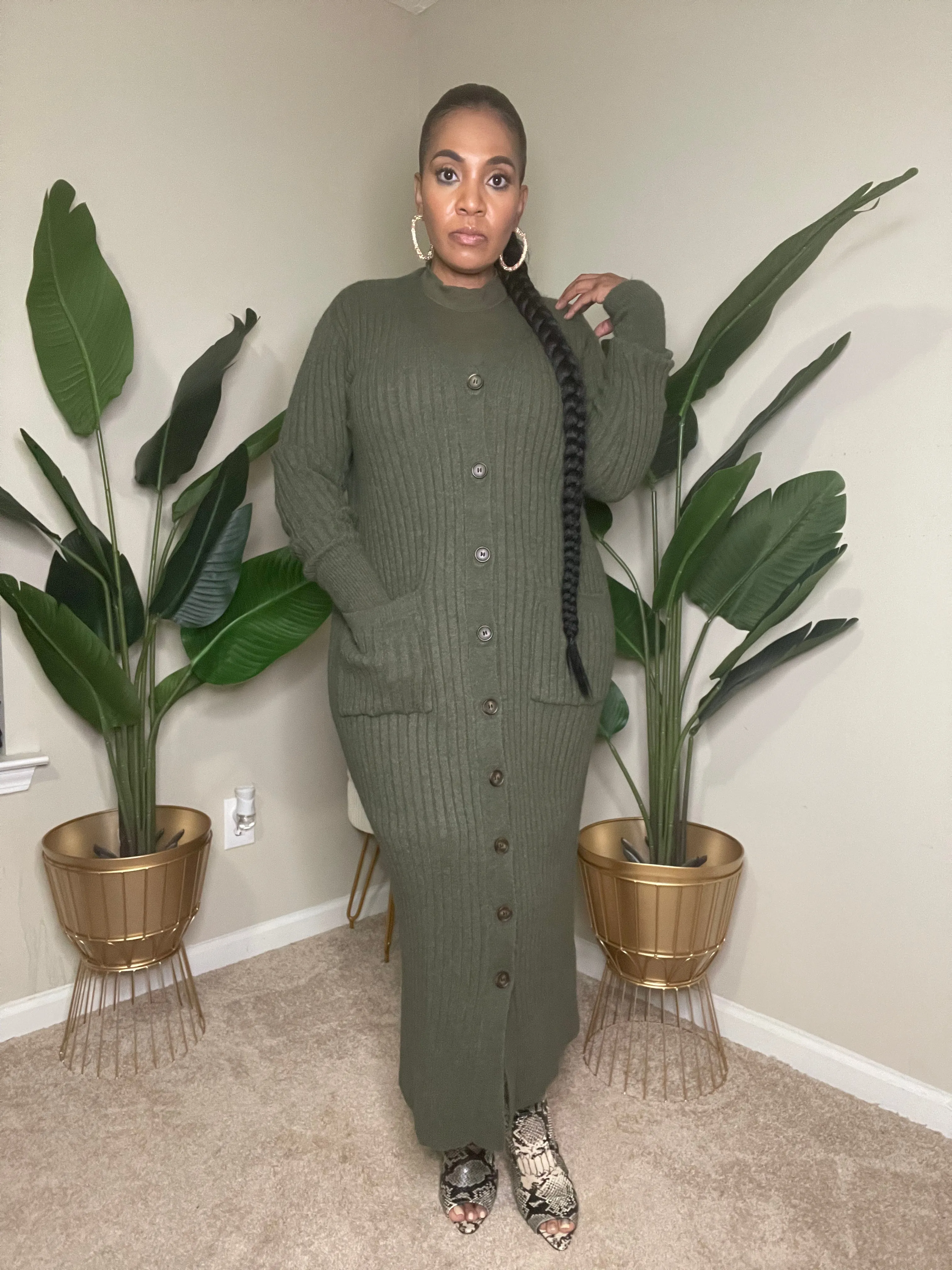 SWEATER DRESS-Olive