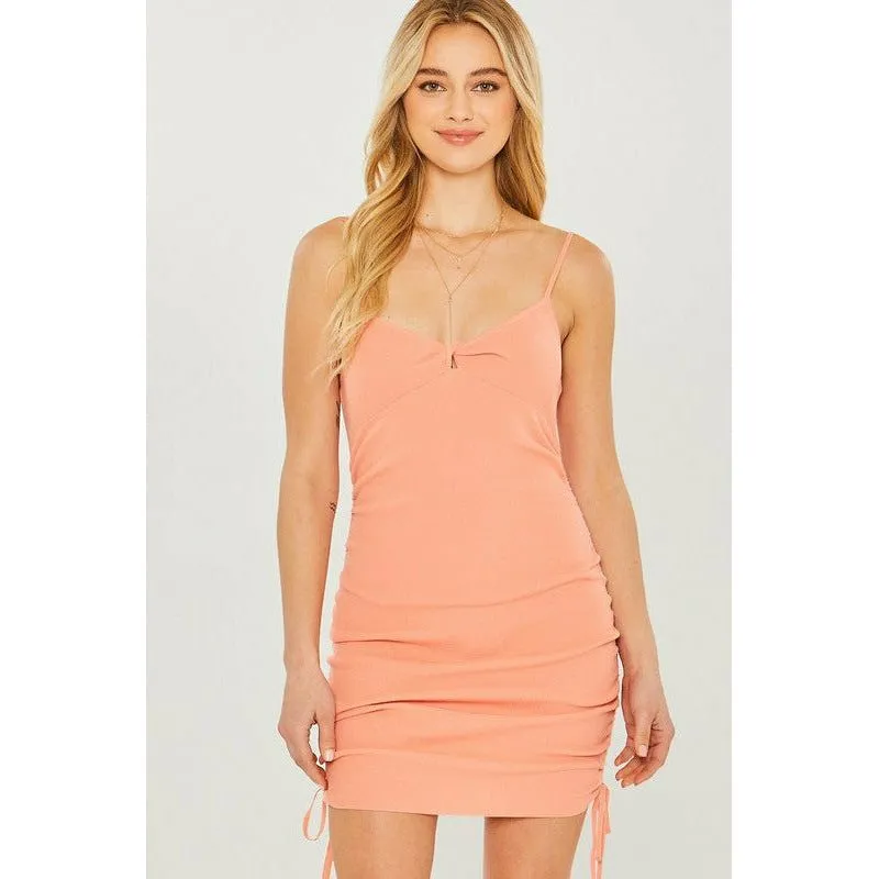 Sweater Dress with Ruching Side Ties