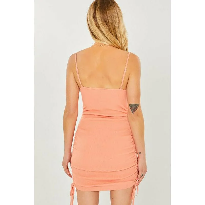 Sweater Dress with Ruching Side Ties