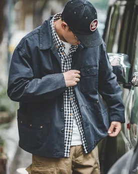Tooling Retro Asymmetrical Pocket Hunting Men's Coat