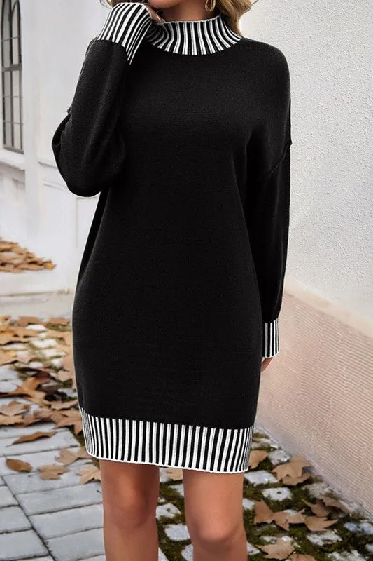 Trim Detail Sweater Dress