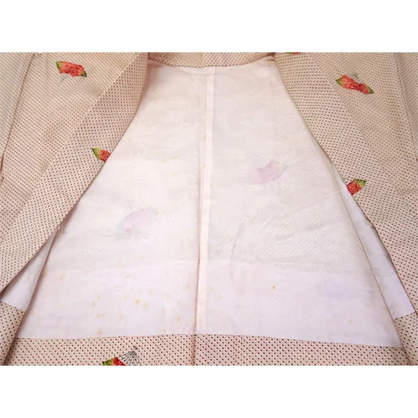 Vintage Haori Kimono Jacket Silk, Ivory Beige base, Plum Blossom