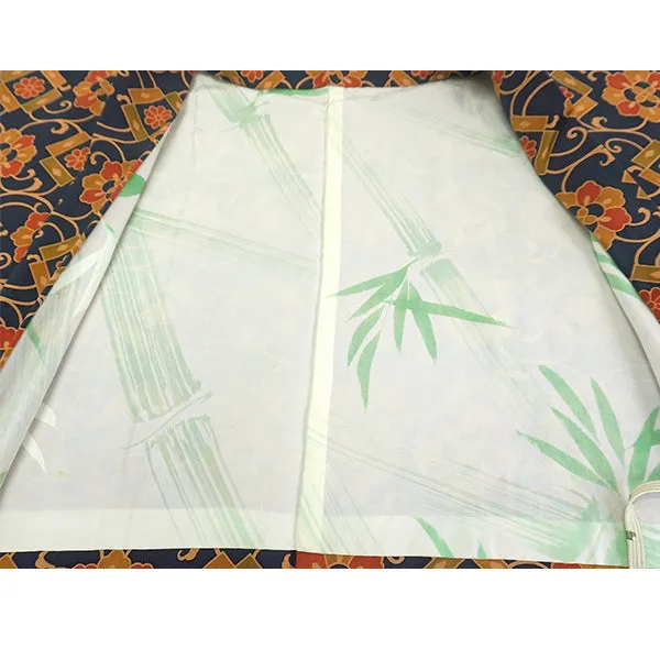 Vintage Haori Kimono Jacket Silk, Navy Blue  base, Chrysanthemum , Arabesque