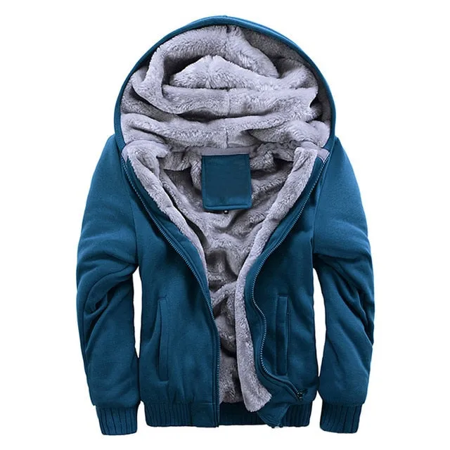 WENYUJH 2018 Winter New Tracksuit Men Fashion Thicken Velvet Casual Hooded Warm Thick Hoodie Solid Moleton Masculino Sweatshirt