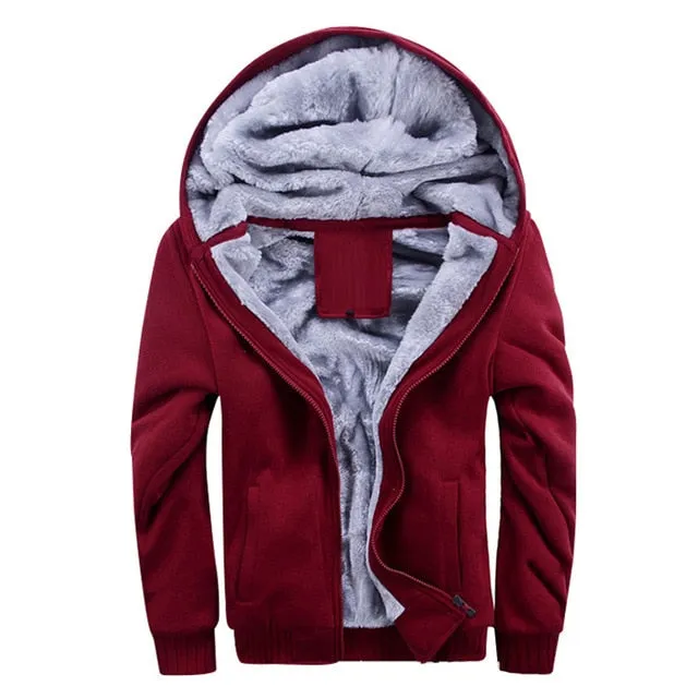 WENYUJH 2018 Winter New Tracksuit Men Fashion Thicken Velvet Casual Hooded Warm Thick Hoodie Solid Moleton Masculino Sweatshirt