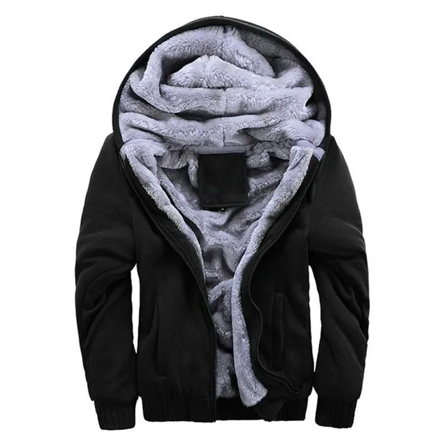 WENYUJH 2018 Winter New Tracksuit Men Fashion Thicken Velvet Casual Hooded Warm Thick Hoodie Solid Moleton Masculino Sweatshirt