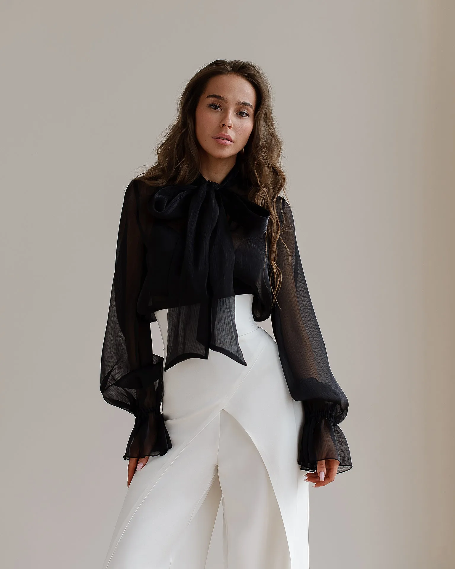 White High Waist Palazzo Pants