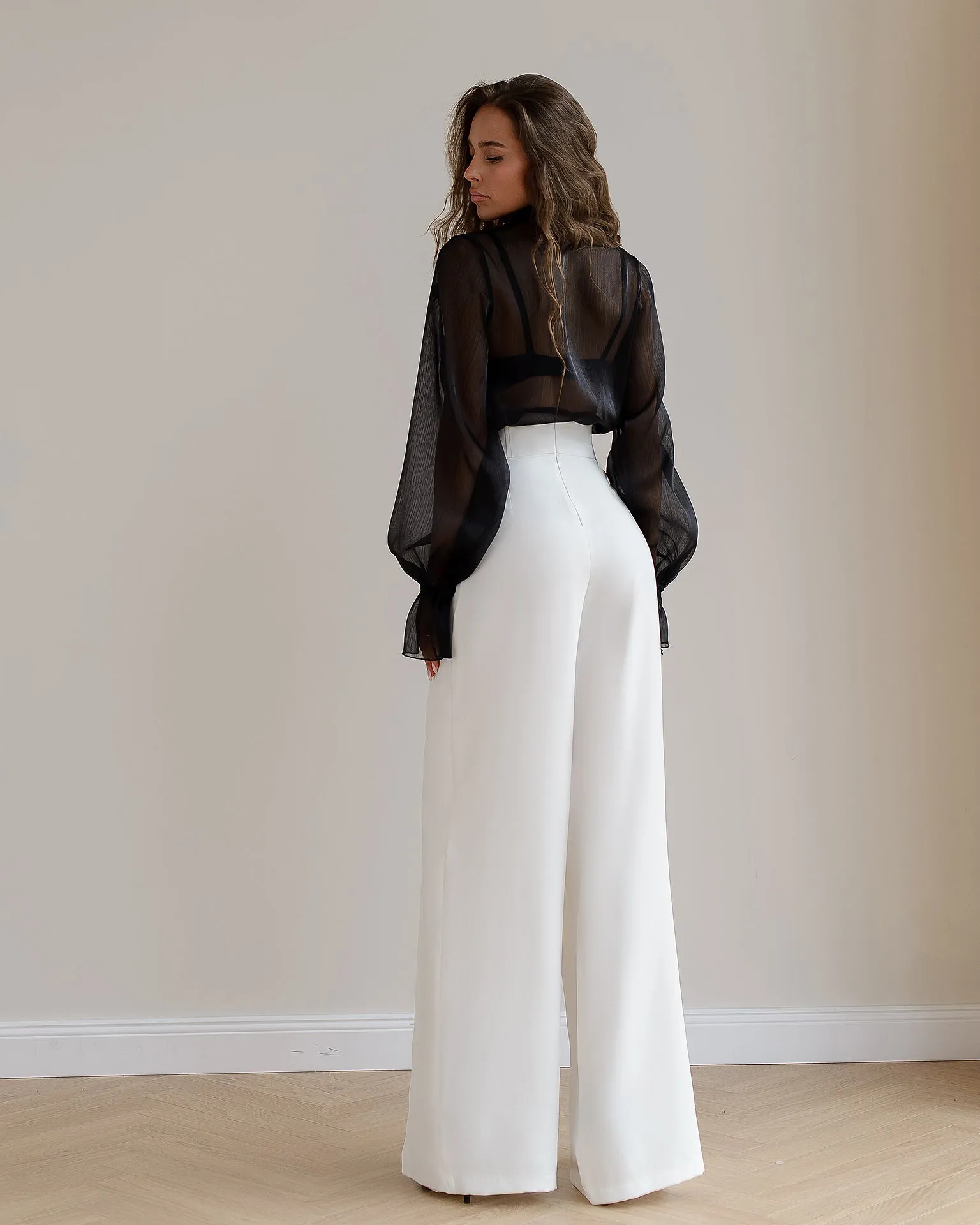 White High Waist Palazzo Pants