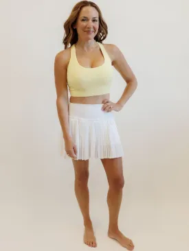 White "Maddie" Full Pleat Active Skirt with Pockets in Shorts Liner