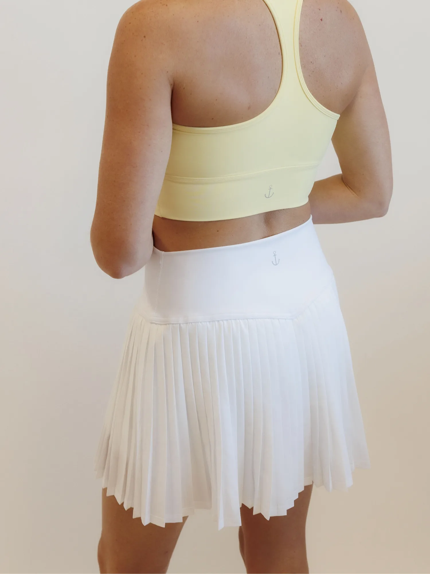White "Maddie" Full Pleat Active Skirt with Pockets in Shorts Liner