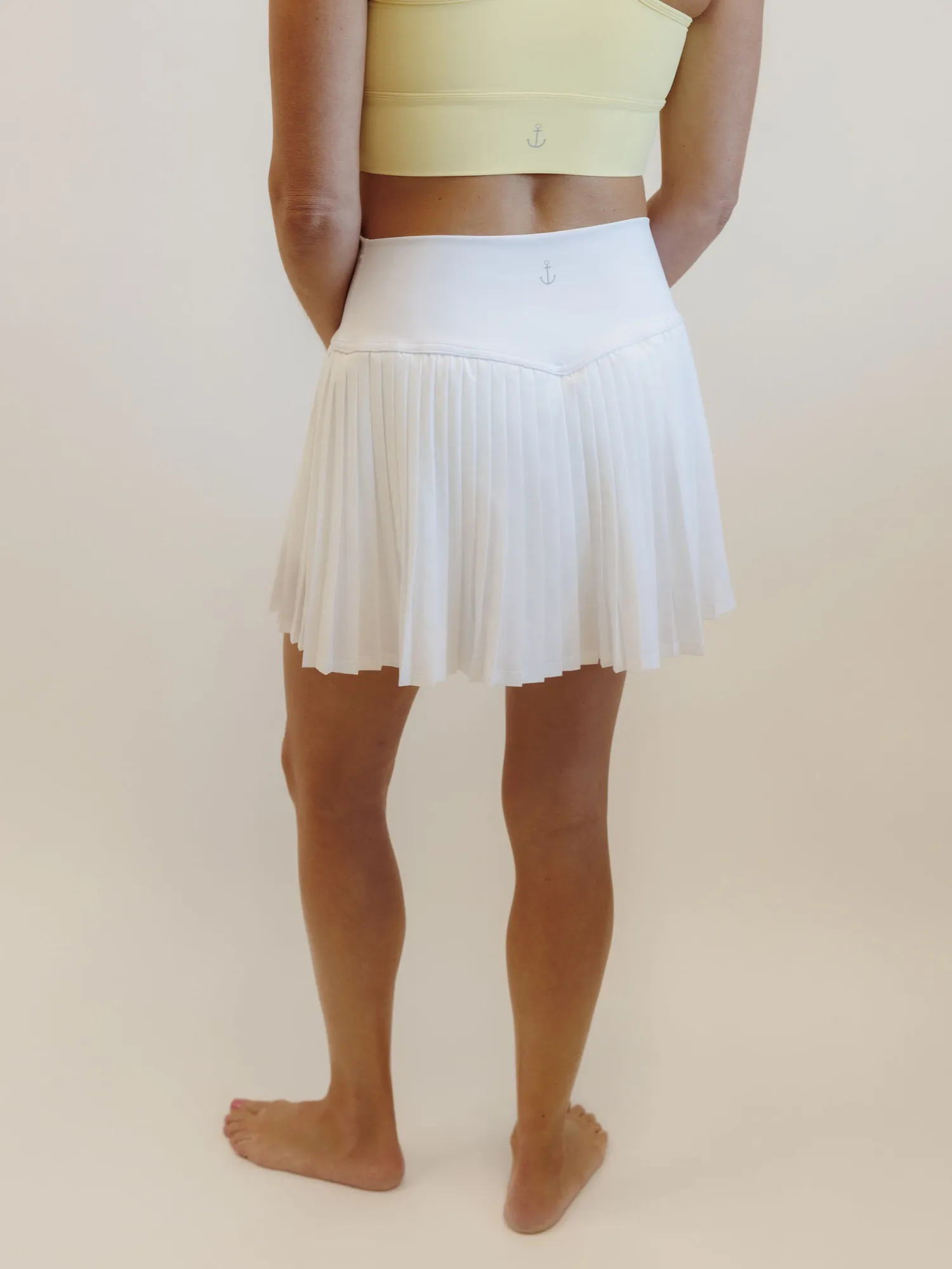 White "Maddie" Full Pleat Active Skirt with Pockets in Shorts Liner