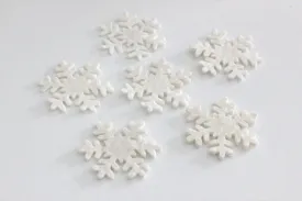 Wool Felt Snowflakes- White Christmas Winter Shapes- 100% Wool Felt