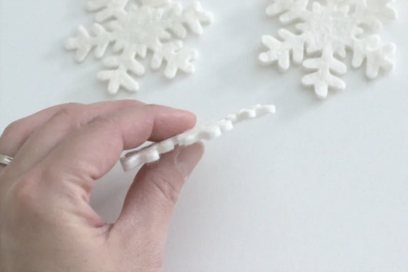 Wool Felt Snowflakes- White Christmas Winter Shapes- 100% Wool Felt