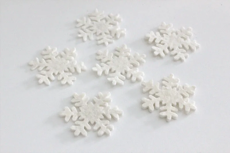 Wool Felt Snowflakes- White Christmas Winter Shapes- 100% Wool Felt