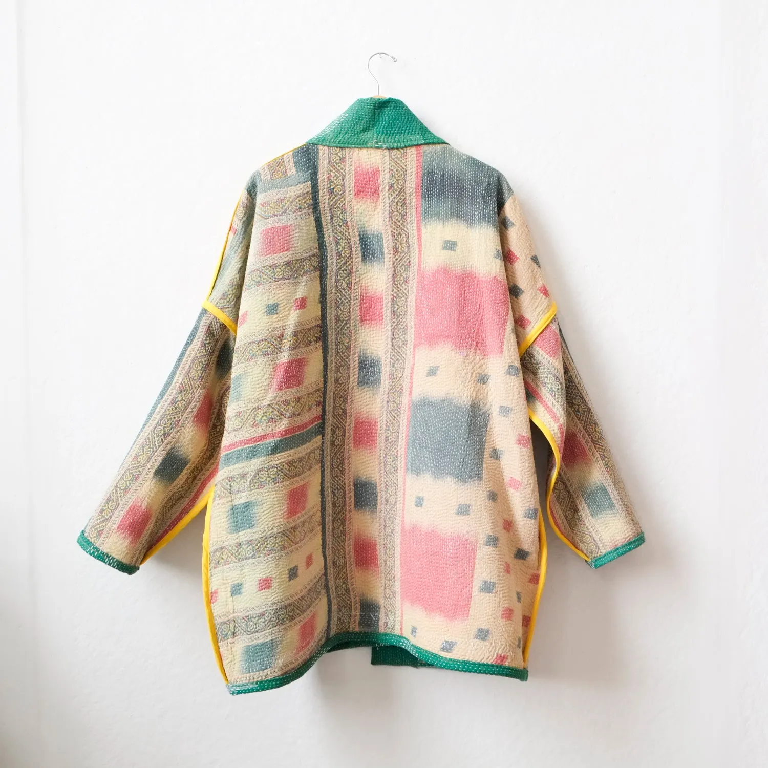 XL Green with White Double Diamonds Anoushka Jacket LM103