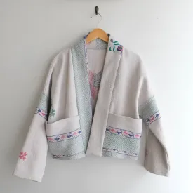 XXS White with Embroidered Star on Back Anoushka Jacket LS001