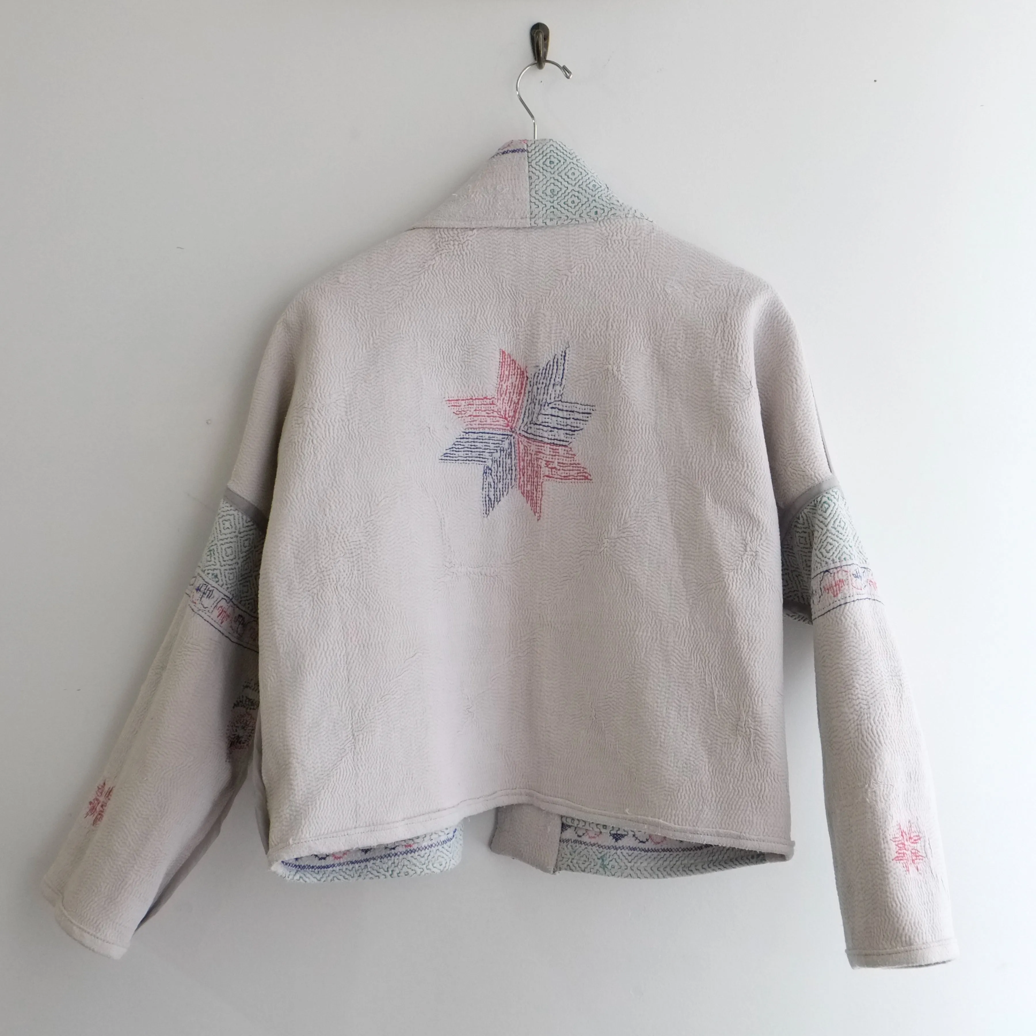 XXS White with Embroidered Star on Back Anoushka Jacket LS001